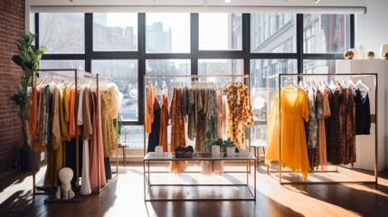 A chic, trendy boutique with fashionable clothing