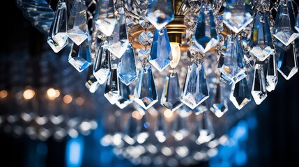 A closeup of a sparkling crystal chandelier