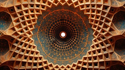 A stunning islamic dome adorned with geometric motifs