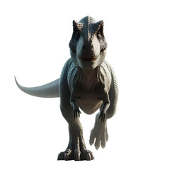 dinosaur towards camera isolated on white background