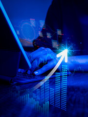 Investment technology, financial, return on investment - ROI concepts. Growth arrow, profit on...
