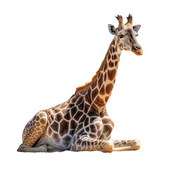 Obraz premium Giraffe Laying Down Isolated