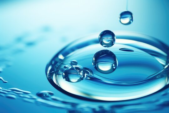 clean shiny blue drop with circles on water close up front view hd wallpaper