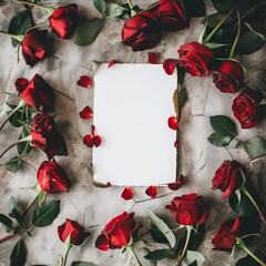 Red Floral Rose Frame Mockup for Presentation