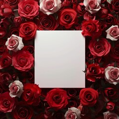 Red Floral Rose Frame Mockup for Presentation
