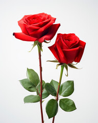 Red roses are the quintessential Valentine's Day flower, on white back ground.