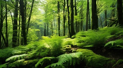 The lush greenery of a fern covered forest - Powered by Adobe