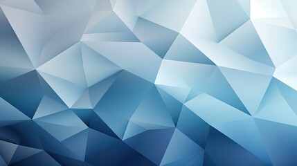 Abstract blue white and gray polygon triangle pattern gradient background. 3d render illustration, generative ai