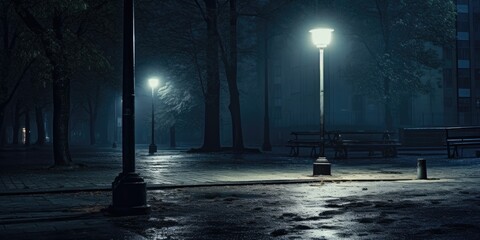 City, street lamp, dramatic light, blue dramatic atmosphere, moody dark, dark atmosphere,