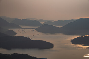 日本の岡山県備前市の片上湾の美しい景色