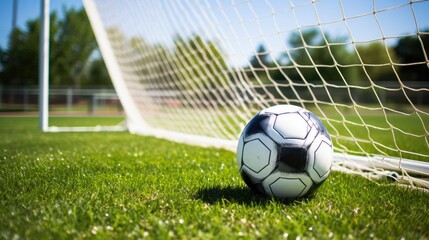 SOCCER BALL in the penalty facing the net
