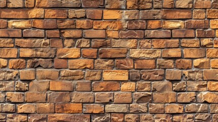 Obraz premium Embrace the rustic charm with a panoramic view of wide brown brick wall texture. Ai Generated.
