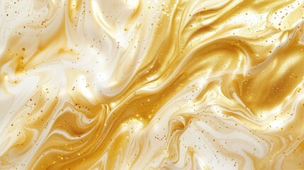 Elegant wallpaper featuring mesmerizing waves of gold and white liquid. Luxurious, Ai Generated.