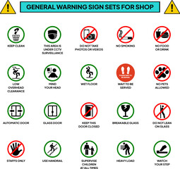 General Warning Sign Sets for Shop