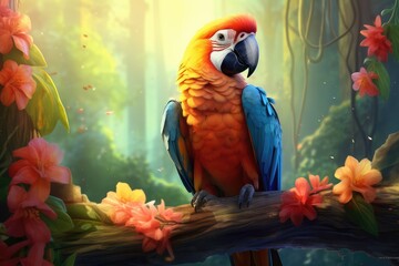 cute parrot in nature scene