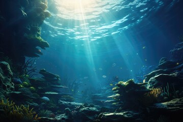 Naklejka na ściany i meble world under water with the ocean