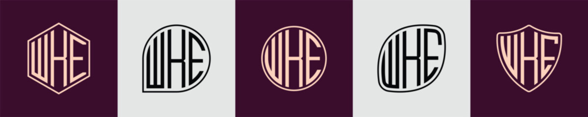 Creative simple Initial Monogram WKE Logo Designs.