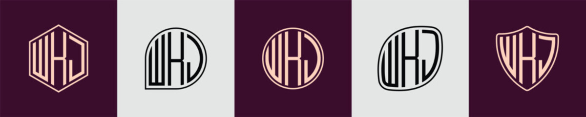 Creative simple Initial Monogram WKJ Logo Designs.