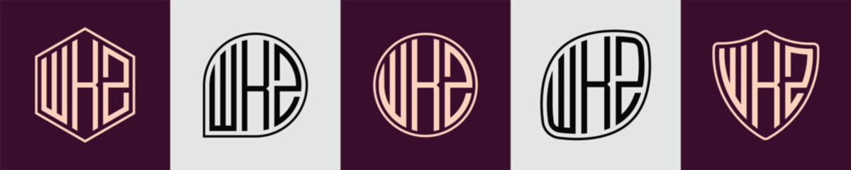 Creative simple Initial Monogram WKZ Logo Designs.