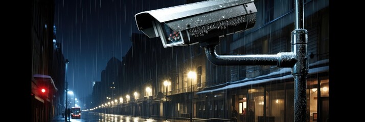 Create an image with a high-quality surveillance camera on the front-line,