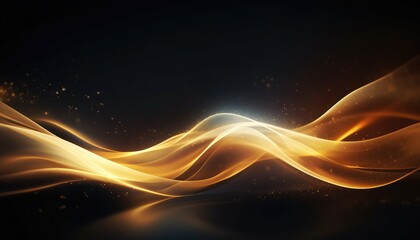 Glowing abstract wave on dark, shiny motion magic space light.