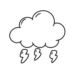 Cloud and thunder Line icon.