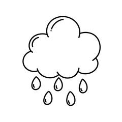 Cloud with rain 
Line icon.