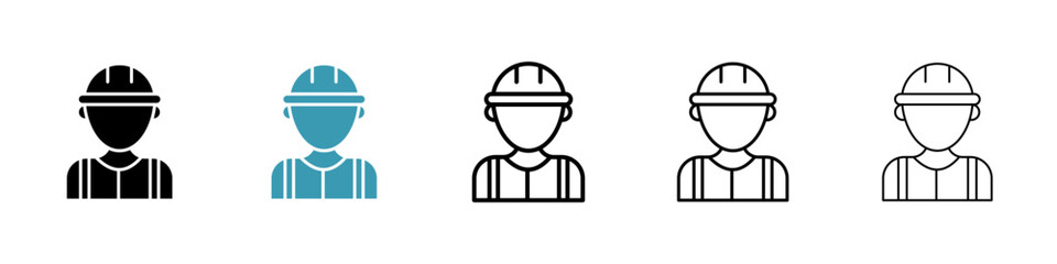 Safety Worker Vector Icon Set. Helmet construction vector symbol for UI design.