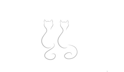Two cat in line art style. Illustration two cat in line art.