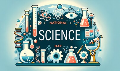 Illustration of science elements for national science day in india.