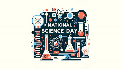 Vector illustration of science symbols to celebrate national science day in india.