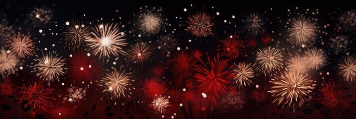 Fototapeta premium Fireworks lit up in the sky with black background,