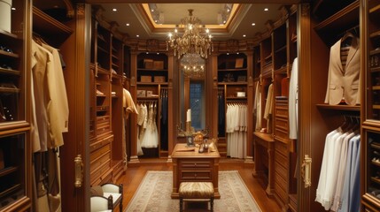 Luxurious Walk-In Closet with Custom Organization Features AI Generated.