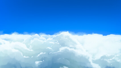 blue sky and clouds painting, anime sky.
