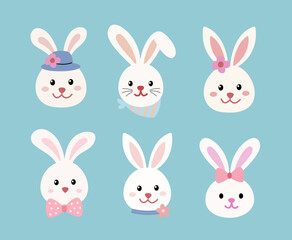 Cute Easter bunny head vector.
