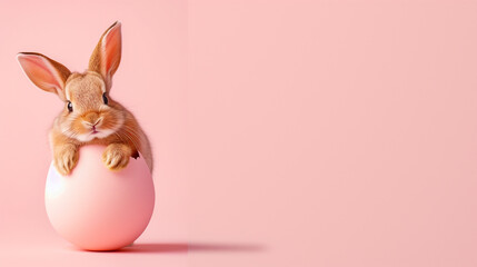Naklejka na ściany i meble Easter celebration, a fluffy bunny nestled among multicolored eggs with festive patterns.