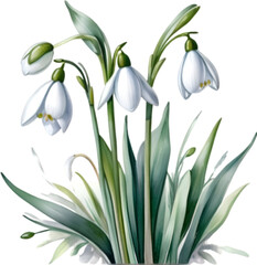 Fototapeta na wymiar Watercolor painting of a Snowdrop flower.