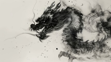 Chinese ink painting of a Chinese drago