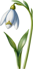 Watercolor painting of a Snowdrop flower.