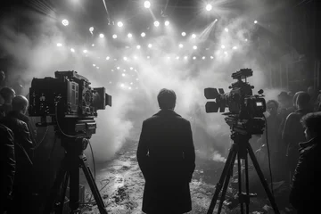 Fototapeten Film director on set before a professional cinema camera © P