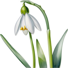 Watercolor painting of a Snowdrop flower.