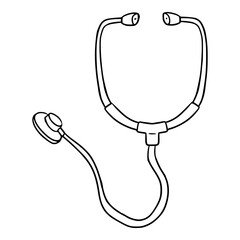 stethoscope illustration hand drawn outline isolated vector