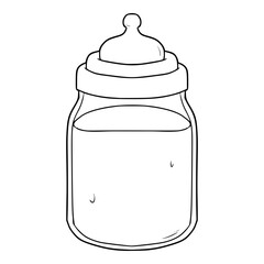 baby bottle milk illustration hand drawn outline isoalted vector