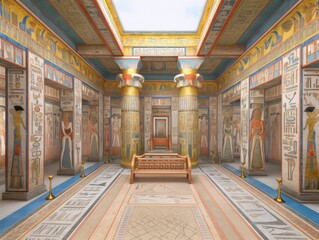 Fototapeta na wymiar Pharaohs palace in ancient Egypt interior