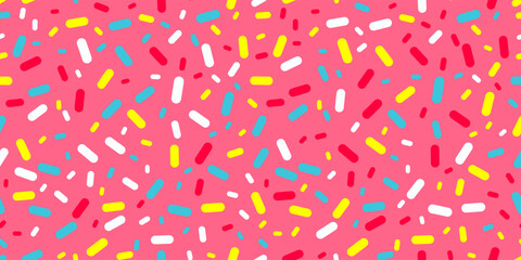 Colorful sprinkles banner background, colorful falling decorative sprinkles background