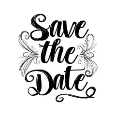 Obraz premium typography art save the date word for wedding invitation element