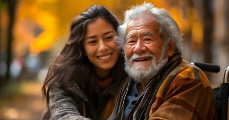 Senior Man and Caregiver Daughter: A Heartwarming Duo, Generative AI