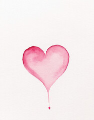 heart painting on paper, a tiny beauty walking, pink tone, macro shot, pure white background, ink artistic