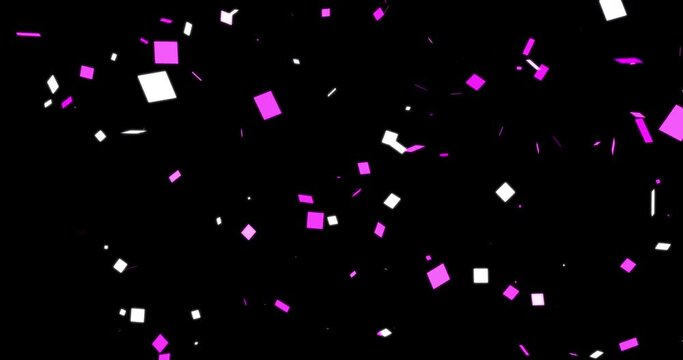 Confetti falling party popper explosion motion graphic in 4K. Ideal for graduation, weddings, birthday parties, streamers.Vertical animation for mobile and social media use. Square swirling particles.