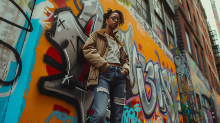 Model in an urban street style.